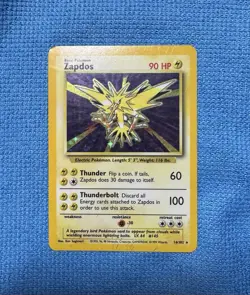 Pokemon TCG Zapdos Base Set Holo Unlimited Rare Card 16/102 - Image 1