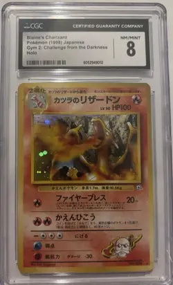 Pokemon TCG Blaine’s Charizard 1999 Japanese Gym Holo Rare No. 006 CGC 8 NM/Mint - Image 1