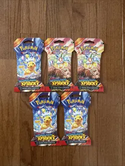 Pokemon TCG: Scarlet and Violet Surging Sparks Sleeved Booster Pack Lot of 5 - Image 1