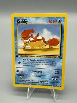 WOTC Pokemon TCG Krabby 51/62 FOSSIL 1st Edition Water Common LP - Image 1