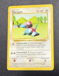 Porygon 39/102 - Shadowless Base Set - Pokemon TCG - Heavily Played - Image 1