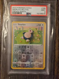 2023 Pokemon Snorlax SWSH Reverse Foil Crown Zenith PSA 9 MINT - Image 1
