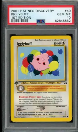 PSA 10 Igglybuff 40/75 Neo Discovery 1st Edition 2001 Pokemon - Image 1