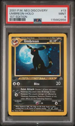 2001 POKEMON NEO DISCOVERY 1ST ED #13 UMBREON-HOLO PSA 9 - Image 1