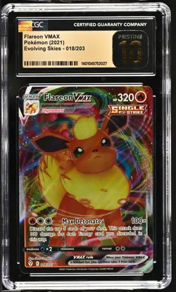 CGC PRISTINE 10 2021 Pokemon Swsh Evolving Skies Full Art/Flareon Vmax #18 - Image 1