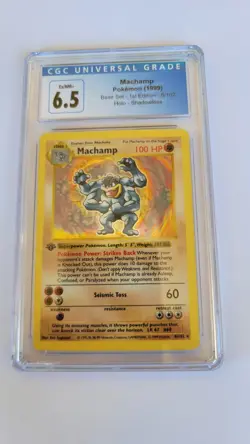 1999 Pokemon Base Set 1ST EDITION, SHADOWLESS HOLO #8/102 Machamp CGC 6.5 - Image 1