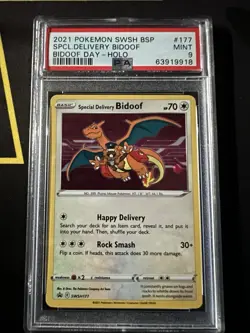 2021 POKEMON SWSH BLACK STAR PROMO BIDOOF DAY SPECIAL DELIVERY BIDOOF-HOLO PSA 9 - Image 1