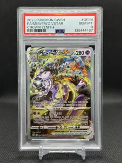 2023 POKEMON SWORD & SHIELD CROWN ZENITH #GG44 FULL ART/MEWTWO VSTAR PSA 10 - Image 1