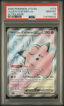 2025 POKEMON JTG EN-JOURNEY TOGETHER ULTRA RARE #173 LILLIE'S CLEFAIRY EX PSA 10 - Image 1