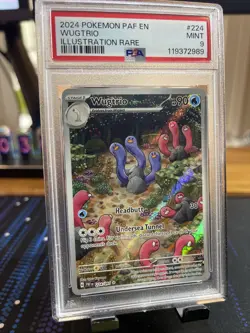 2024 Pokemon Paldean Fates PAF EN 224 Wugtrio Illustration Rare - PSA 9 - Image 1