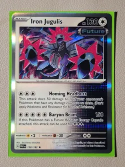 holo Iron Jugulis 158/182 Pokemon card SV Paradox Rift rare NM - Image 1