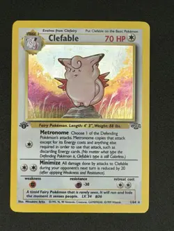 Pokemon TCG Clefable 1st Edition Holo Rare Card Jungle Set 1/64 LP-NM - Image 1