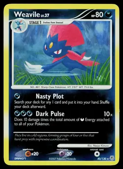 Pokemon Card - Weavile Diamond and Pearl 40/130 Rare Reverse Holo - Image 1