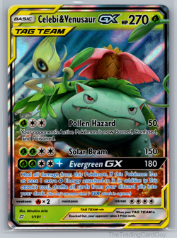 Pokemon TCG Celebi & Venusaur GX Holo Ultra Rare Card Team Up 1/181 NM 002 - Image 1