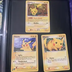 Pikachu Vintage Pokemon TCG Lot Of 3 Cards Team Magma, Fire Red, Mysterious MP - Image 1