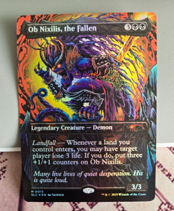 MTG Foil Ob Nixilis, the Fallen Borderless Secret Lair Encyclopedia of Magic NM - Image 1