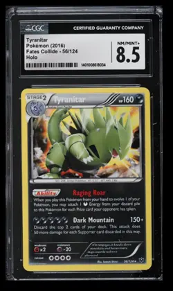 2016 Pokemon Fates Collide Tyranitar CGC 8.5 English #56/124 Holo - Image 1