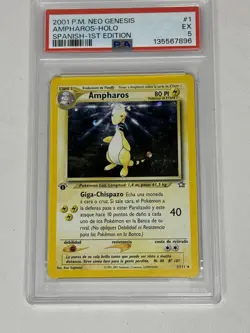 PSA 5 Ampharos 1st Edition Neo Genesis Spanish Holo Pokemon TCG 2001 Graded - Image 1