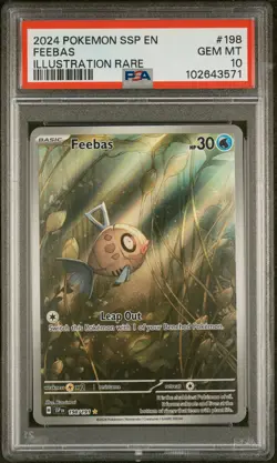 2024 POKEMON SSP EN-SURGING SPARKS ILLUSTRATION RARE #198 FEEBAS PSA 10 - Image 1