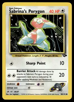 Pokemon TCG | Gym Challenge | Sabrina’s Porygon | 98/132 | LP - Image 1