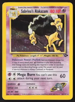Pokemon TCG | Sabrina's Alakazam 16/132 | Gym Challenge | Medium Played - Image 1