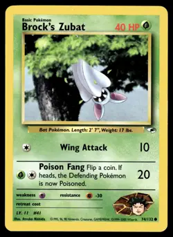 Pokemon TCG | Gym Heroes | Brock’s Zubat | 74/132 | LP - Image 1