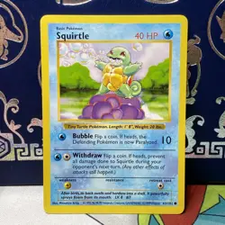 Squirtle 063/102 Base Set (Shadowless) Regular Pokemon WOTC NM - Image 1