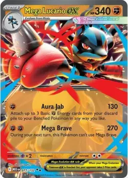 Pokemon Mega Lucario ex - 077/132 - Double Rare NM-Mint Mega Evolution Base Set - Image 1