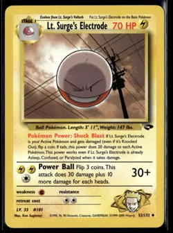 Pokemon TCG | Gym Heroes | Lt. Surge’s Electrode | 52/132 | LP - Image 1