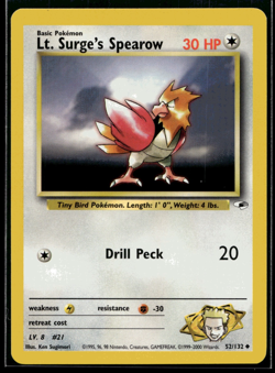 Pokemon TCG | Gym Heroes | Lt. Surge's Spearow | 52/132 | NM #2 - Image 1