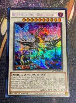 Yugioh - RED EYES ZOMBIE DRAGON LORD SECRET RARE Holographic 1ST Edition - Image 1