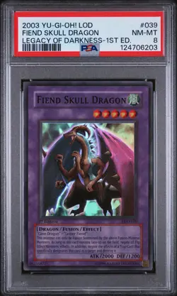 2003 YU-GI-OH! LOD-LEGACY OF DARKNESS 1ST ED #039 FIEND SKULL DRAGON PSA 8 - Image 1
