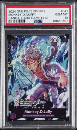 2024 ONE PIECE PROMOS BANDAI CARD GAME FEST #041 MONKEY D. LUFFY PSA 10 - Image 1