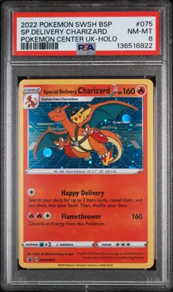 PSA 8 NM-MT Charizard SWSH075 Special Delivery Sword & Shield Promo Pokemon Card - Image 1