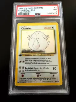 Pokemon Chaneira 3/102 1. Edition PSA 7 NM Base Set Deutsch Holo #3 - Image 1