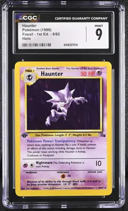 POKEMON 1999 FOSSIL 1st Edition HAUNTER Holo RARE 6/62 ⭐CGC 9 MINT⭐ - Image 1