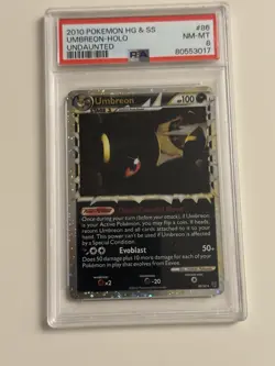 2010 POKEMON HEART GOLD SOUL SILVER UMBREON HOLO UNDAUNTED #86 PSA 8 NM-MT - Image 1