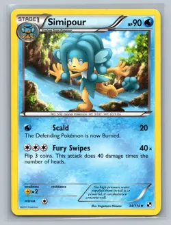 Pokemon TCG Simipour 34/114 Black and White Normal LP - Image 1