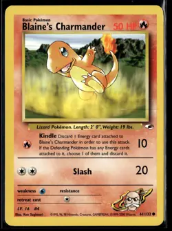 Pokemon TCG | Gym Heroes | Blaine’s Charmander | 61/132 | LP - Image 1