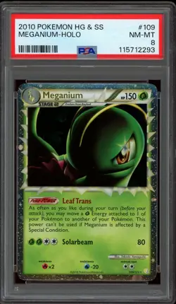 Pokemon PSA 8 Meganium Prime 109/123 HeartGold & SoulSilver 2010 Near Mint - Image 1