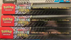 3x Pokemon TCG: Paldean Fates Great Tusk ex & Iron Threads ex Premium Collection - Image 2