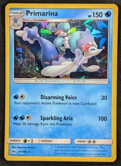 Primarina 2017 Sun & Moon Cracked Ice Holo Rare Pokemon Card 41/189 (NM) - Image 1
