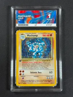 ACE 1 Machamp 8/102 HOLO Pokemon Card WOTC Base Set Holo Rare - Image 1