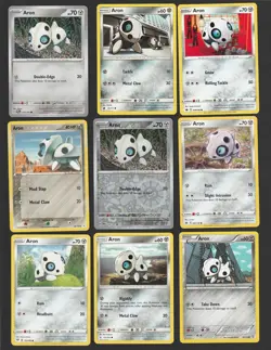 Aron Pokemon Card Collection Set of 9 Aron English Cards Cute Holo Reverse Rare - Image 1