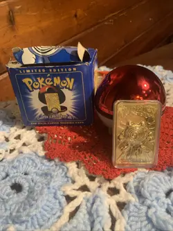 Pokemon 23k Gold Plated POLIWHIRL Trading Card & Pokeball -Limited Edition - Image 1