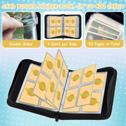 4 Pocket Card Binder, Premium Zip Trading Card Binder,400 Double Sided Pocket PU - Image 5