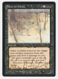 Gold Signed Ashes to Ashes HP The Dark Artist Drew Tucker 1994 WOTC MTG Magic! - Image 1