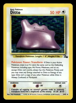 Ditto 3/62 Holo Rare Fossil Set Pokemon Card - Image 1