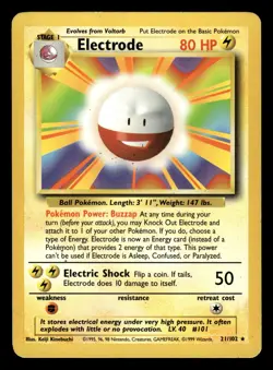 Electrode 21/102 Rare Base Set Pokemon Card - 2 - Image 1