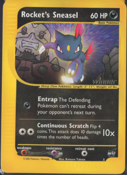 2002 Pokemon TCG | Best of Game Promo | Rocket's Sneasel 5 | WINNER | NM - Image 1